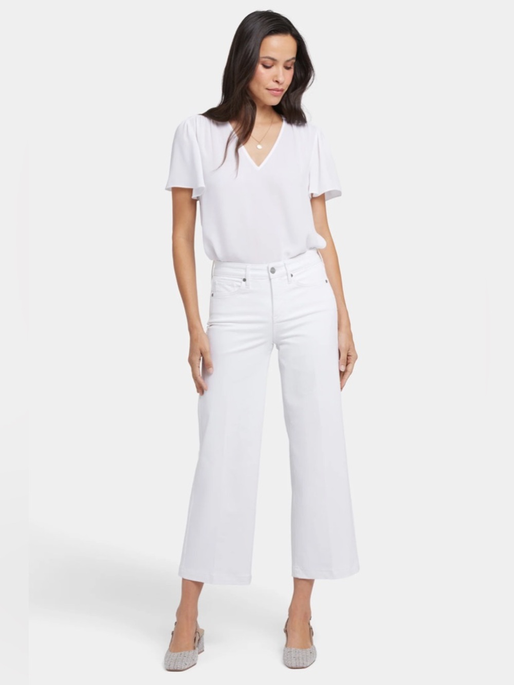 NYDJ Teresa Wide Leg Ankle Jeans in White | 12